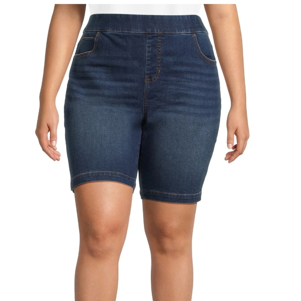 Plus Size 3X 4X 24 26 28 30 New Denim Jean Shorts Bermuda Pull On Stretchy